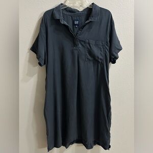 GAP Shirt Dress XXL Gray Poplin Lyocell Casual Minimalist Everyday Wear Capsule
